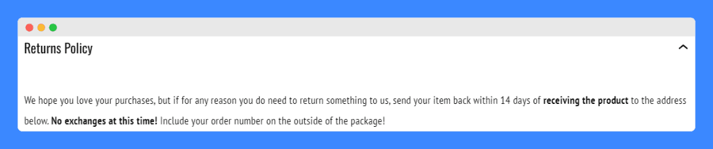 Jeffree Star's cosmetics return policy on a white background.