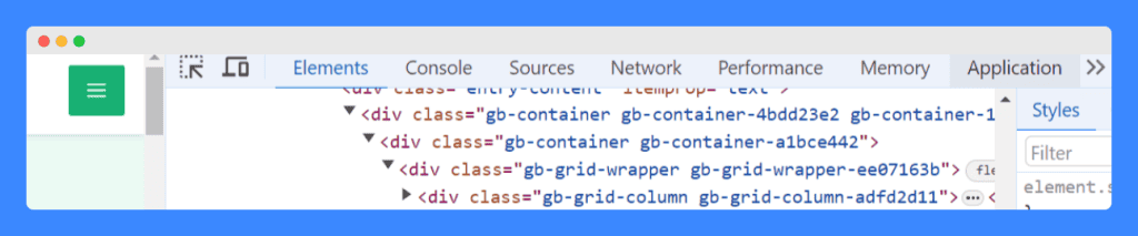 A web browser's developer tools interface showing the tabs with HTML codes.